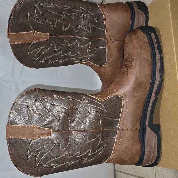 Men's steel toed workboots Two-Tone Leather Western NWT 11.5 - Picture 7 of 13